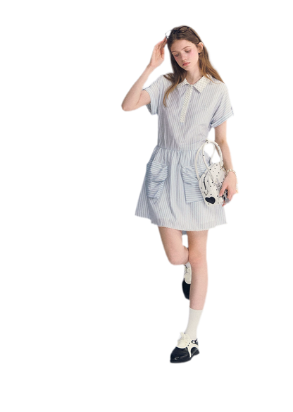 Striped Lace Trim Dress