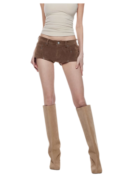 Suede-Effect Low-Rise Shorts