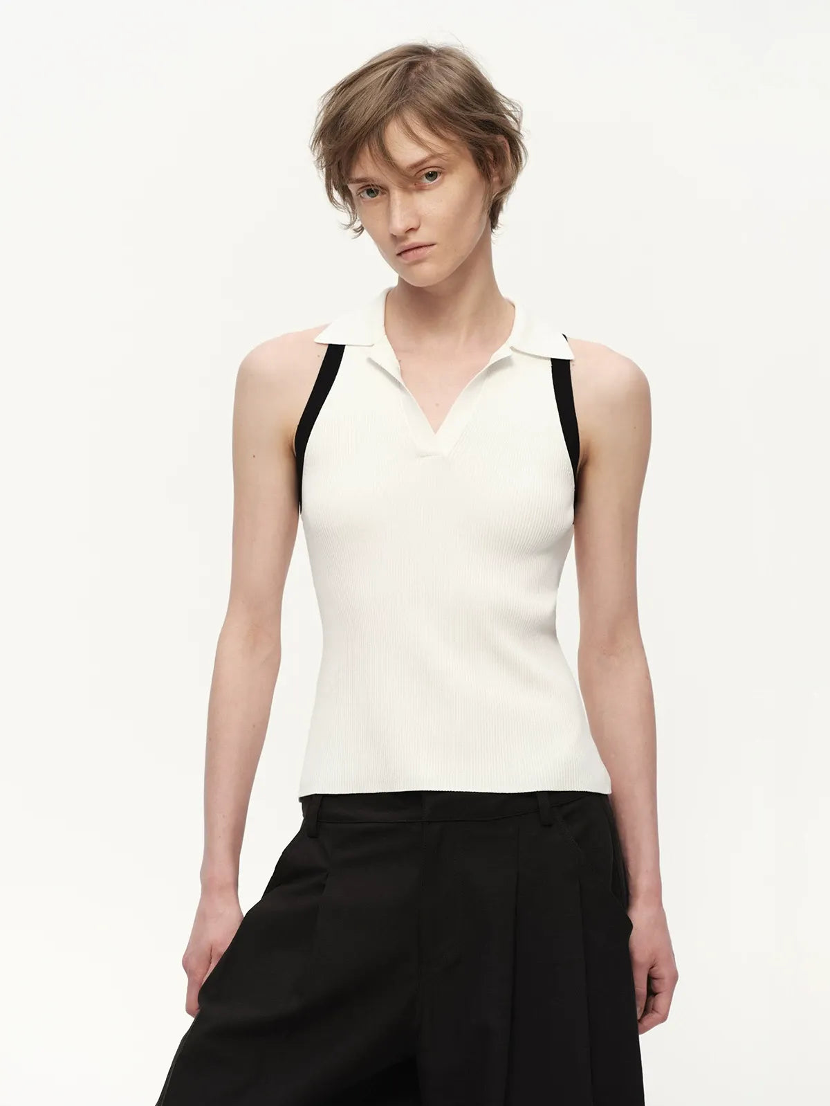 Contrast Rib Polo Tank