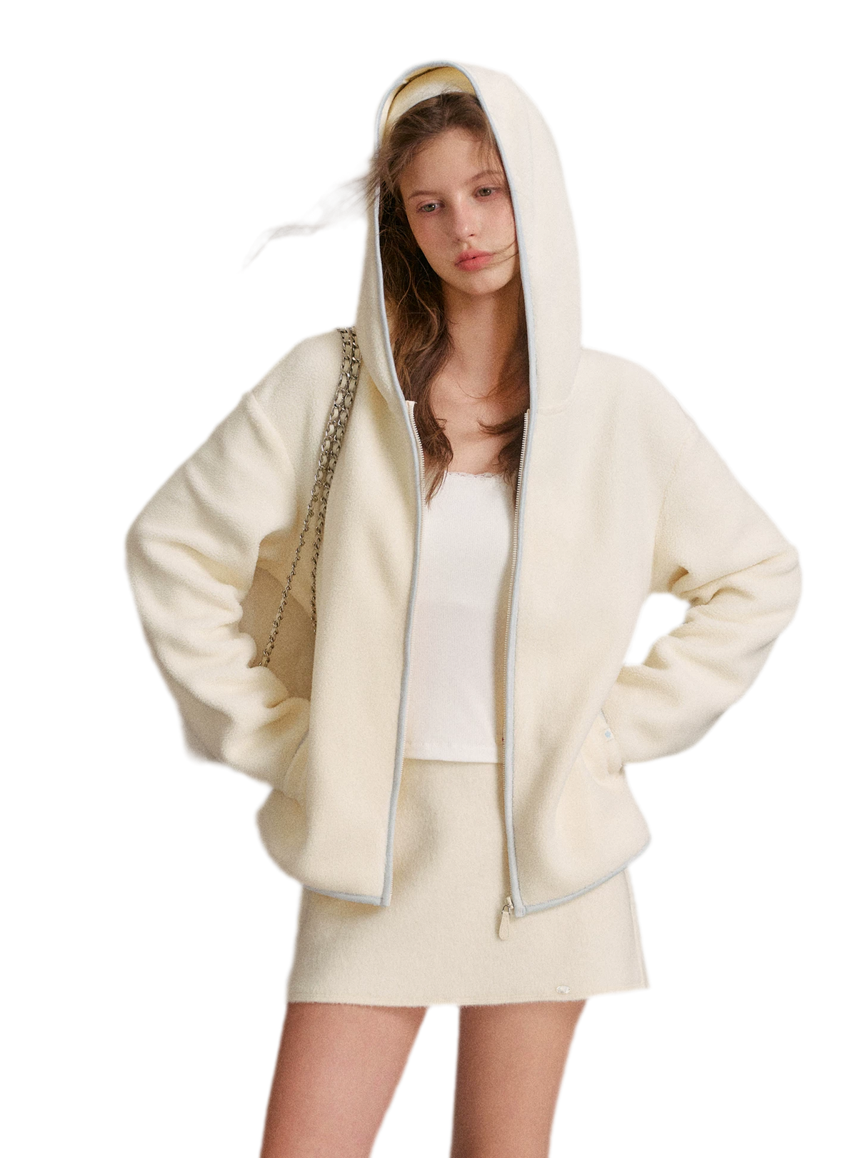 Sweat-shirt à capuche en polaire contrastée