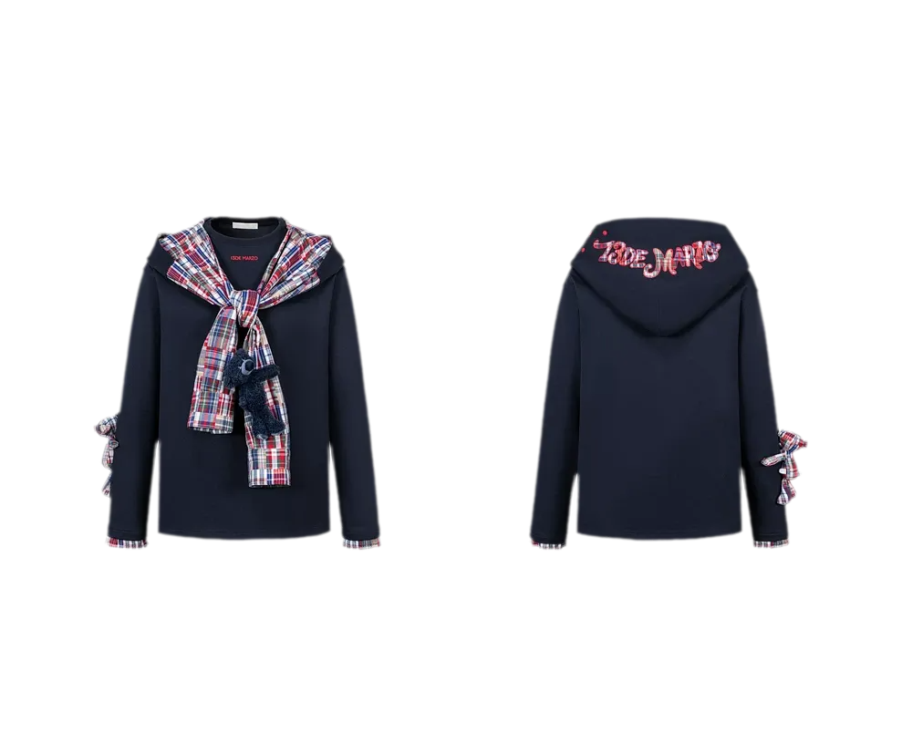 Deconstructed Plaid Hooded T-Shirt