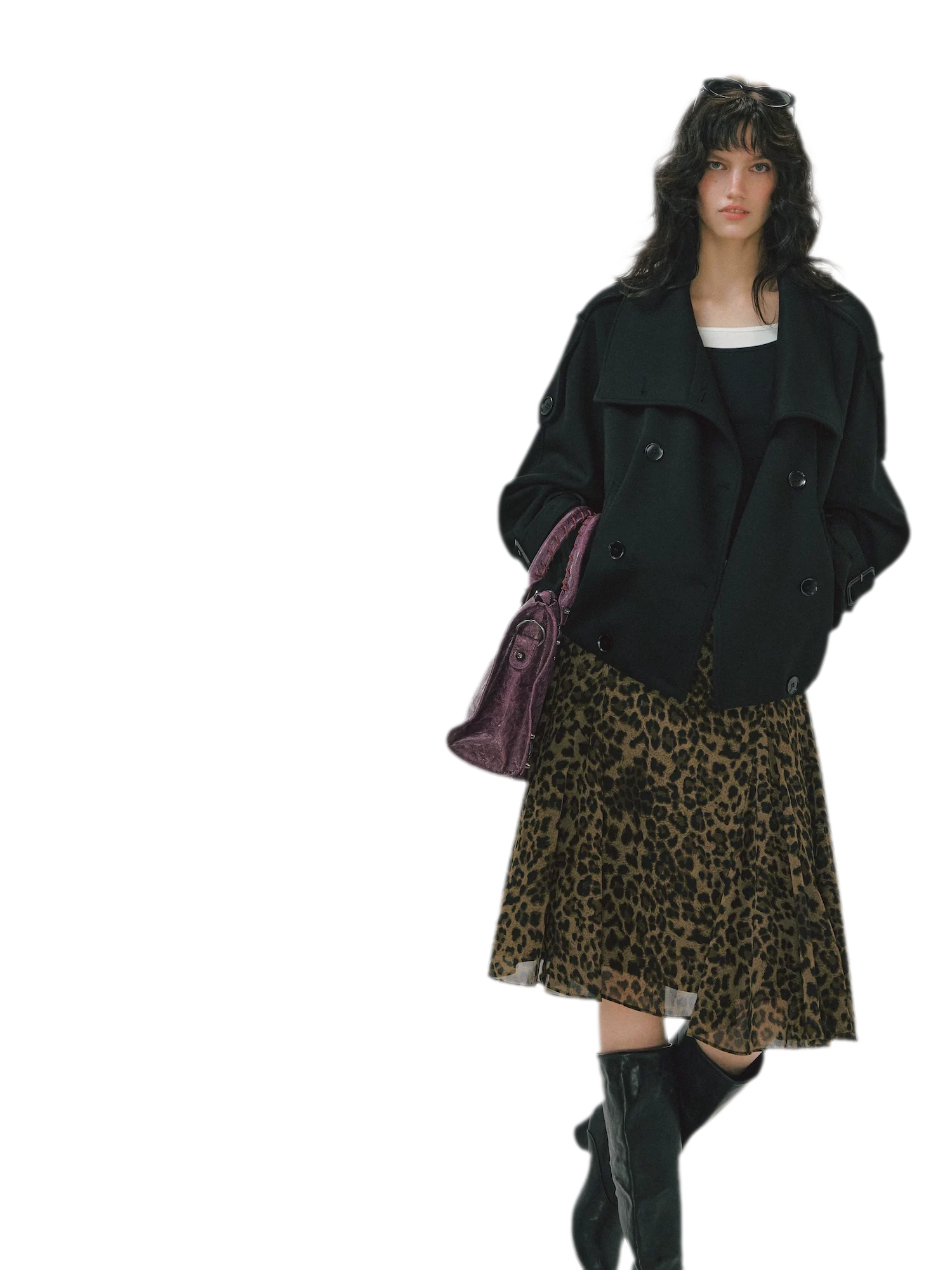 Flowing Leopard Print Midi Skirt