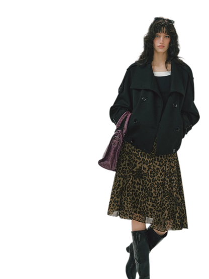 Flowing Leopard Print Midi Skirt