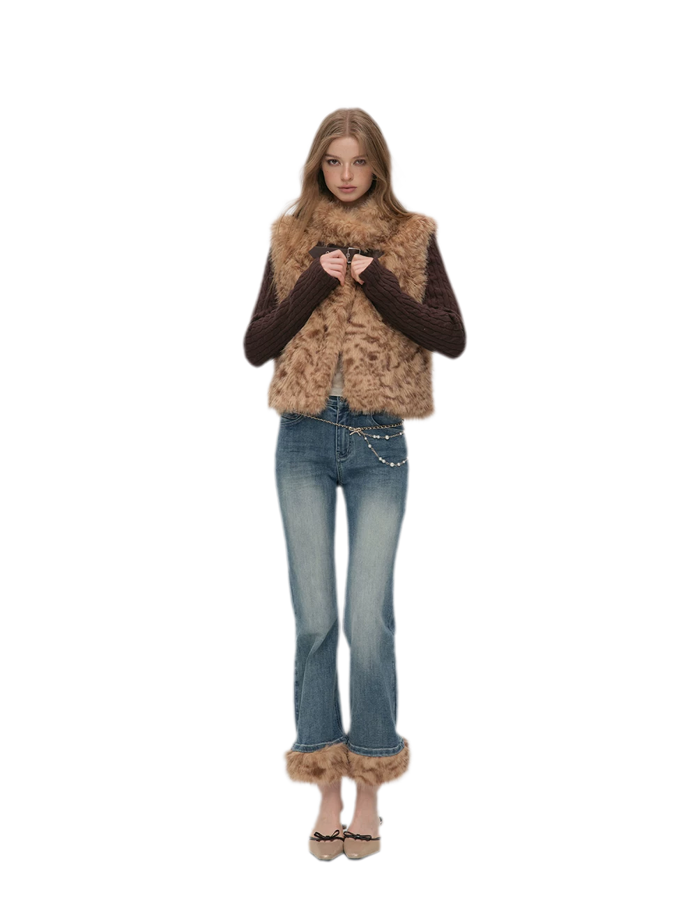 Detachable Sleeve Faux Fur Vest