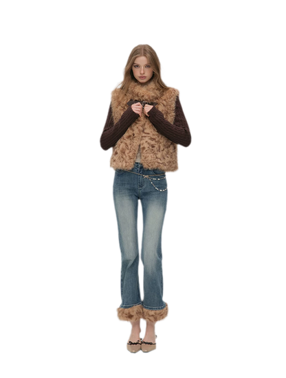 Detachable Sleeve Faux Fur Vest