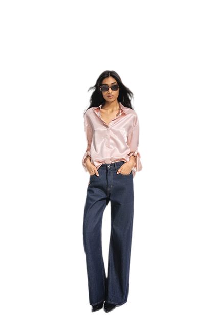 Jeans met contrasterende stiksels en hoge taille