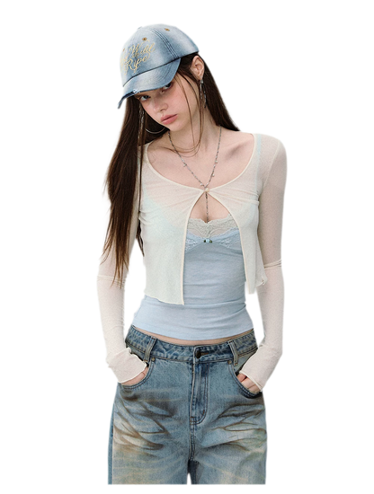 Sheer Cropped Sun Cardigan