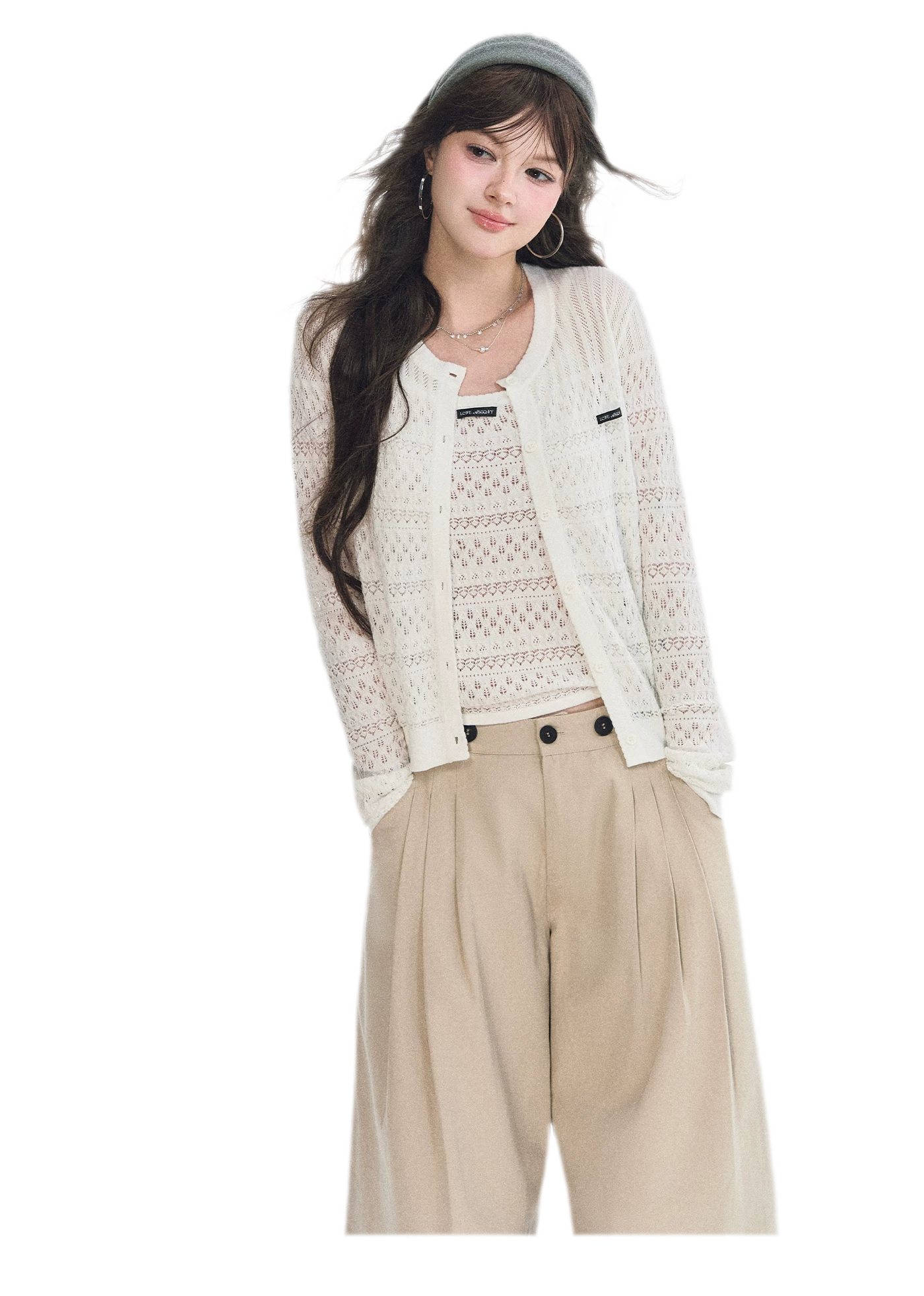 Openwork Cropped Knit Set