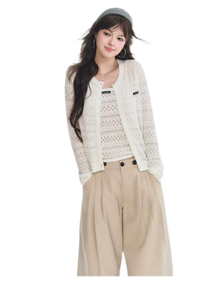 Openwork Cropped Knit Set