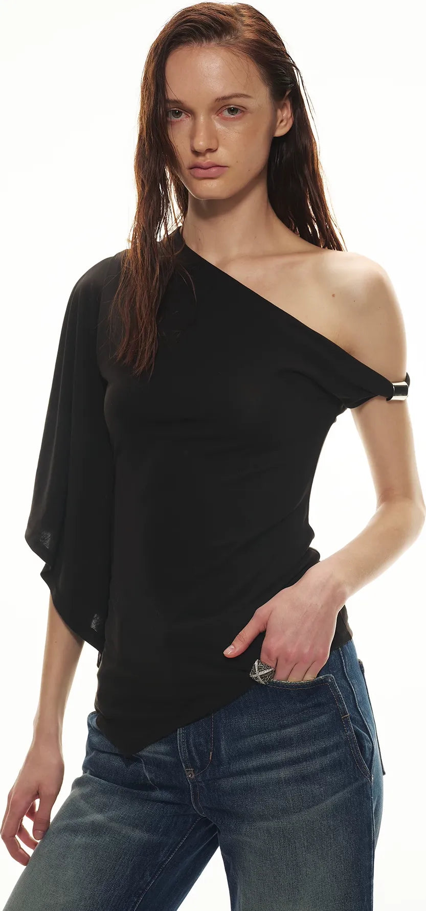 Modal Asymmetrical Single-Shoulder Top