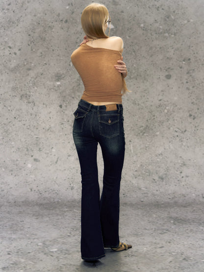 Washed Flare Denim Pants