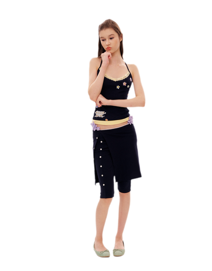 Floral Print Camisole Skirt-Shorts Set