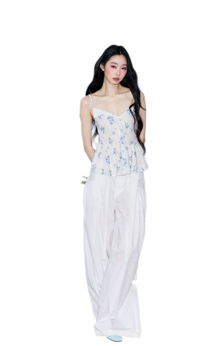 Ruffled Tie Floral Camisole