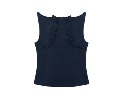 Ruffle Trim Fitted Top