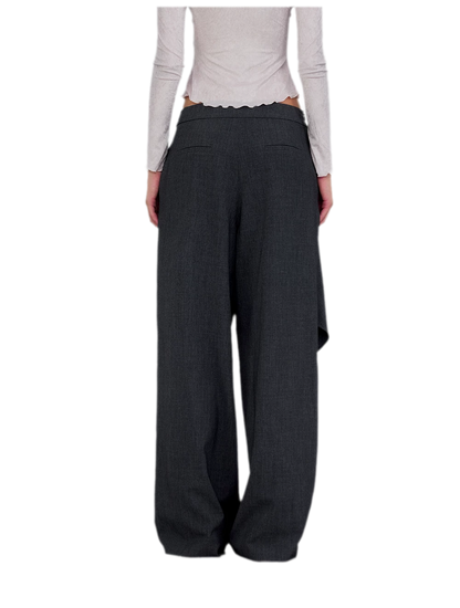 Twisted Overlay Wide-Leg Trousers