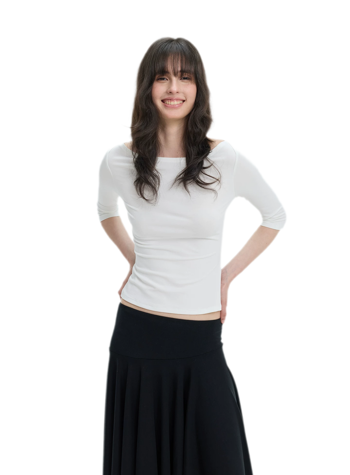 Lyocell Boat Neck Knit Top