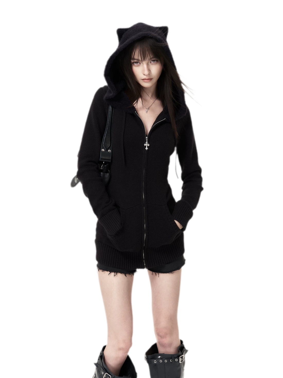 Furry Cat-Ear Gothic Hoodie
