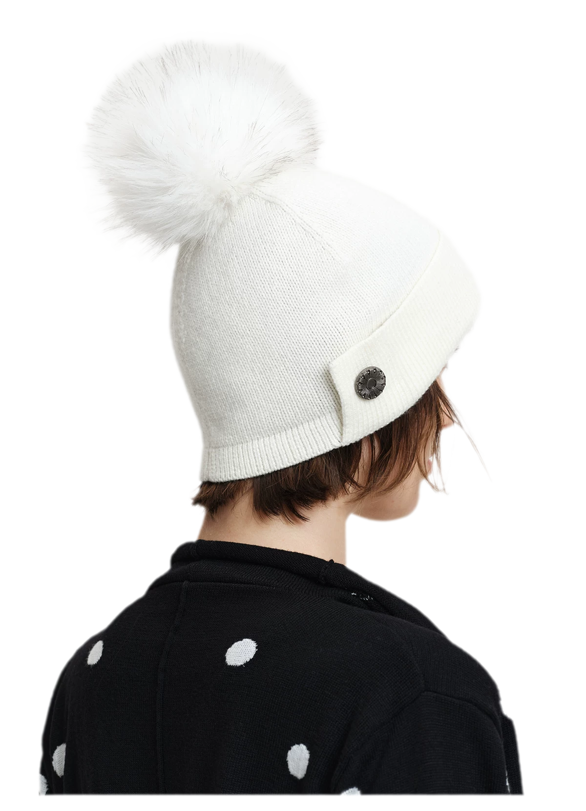 Cappello in lana con pompon e visiera