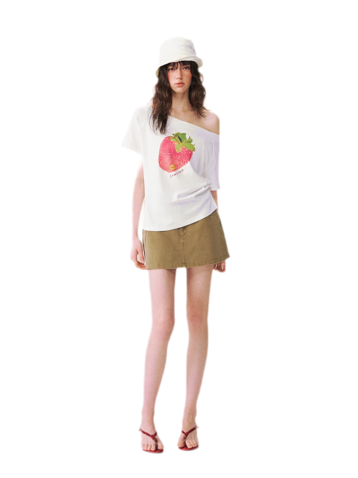 Dopamine Strawberry One-Shoulder Tee