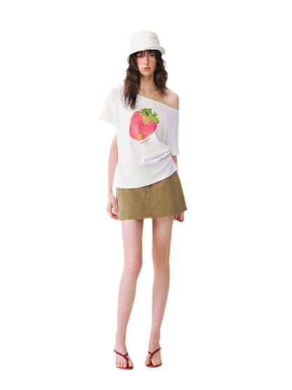 Dopamine Strawberry One-Shoulder Tee