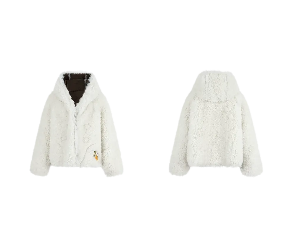 Veste courte réversible en fausse fourrure