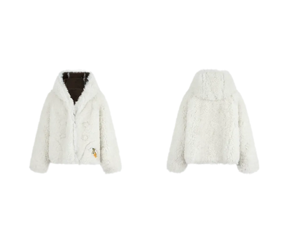 Veste courte réversible en fausse fourrure