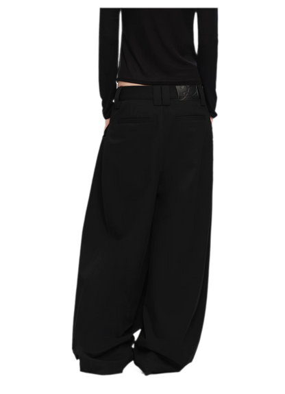 Double Pleat Wide-Leg Suit Pants