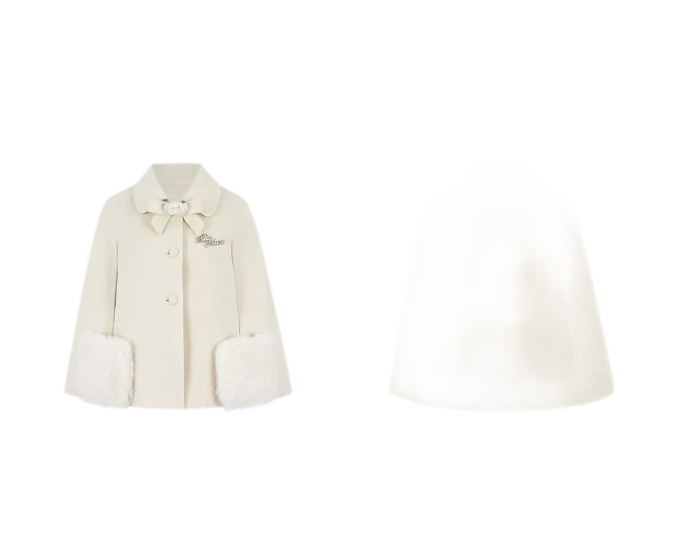 Cappotto mantella in peluche con fiocco