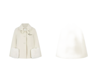 Cappotto mantella in peluche con fiocco