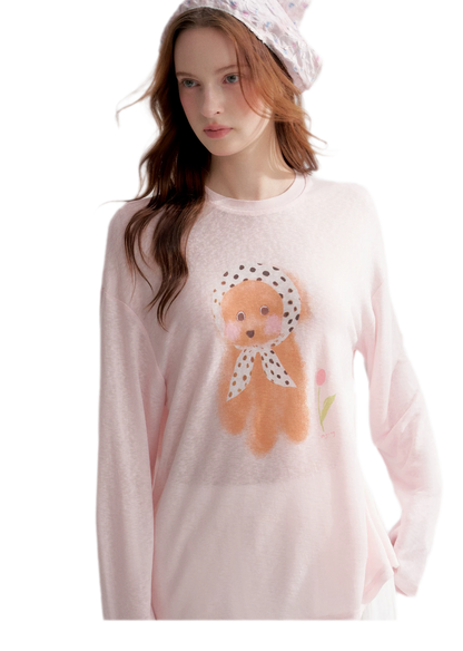 Lyocell Puppy Print Tee