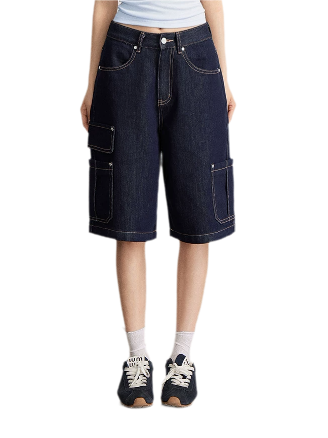 Wide-Leg Cargo Shorts