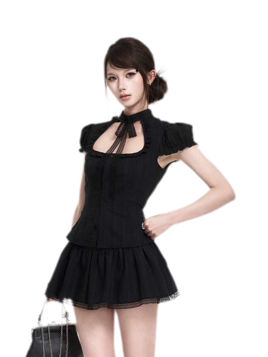 Lace Puff Sleeve Set