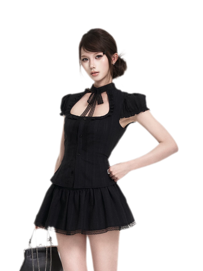 Lace Puff Sleeve Set