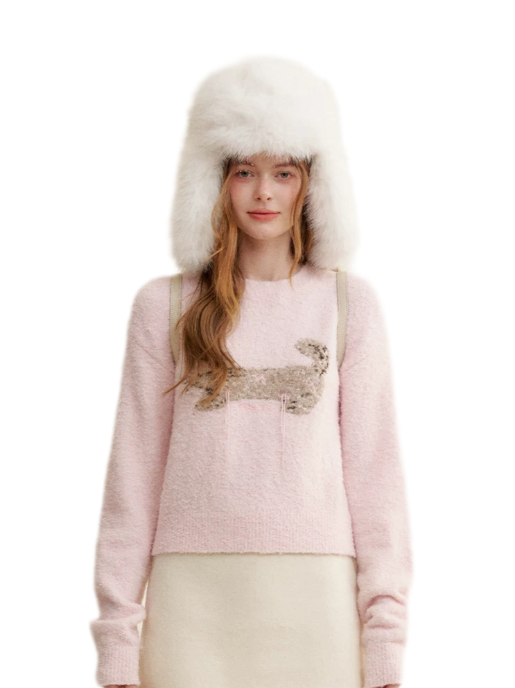 Wool Cat Jacquard Sweater