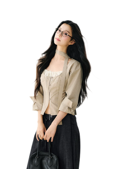 Halter Scarf Shirt Blouse