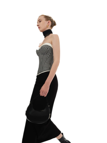 Houndstooth Boned Corset Top