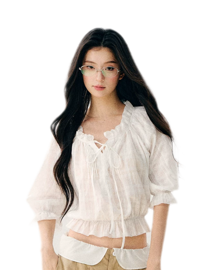 Sheer Ruffled Chiffon Blouse