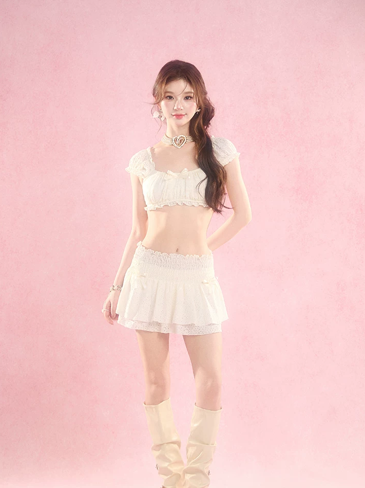 Lace Trim Swim Set