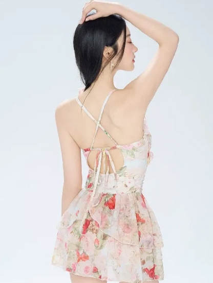 Floral Ruffle Swim Dress