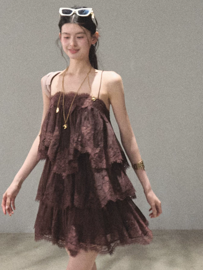 Textured Lace Trim Dress