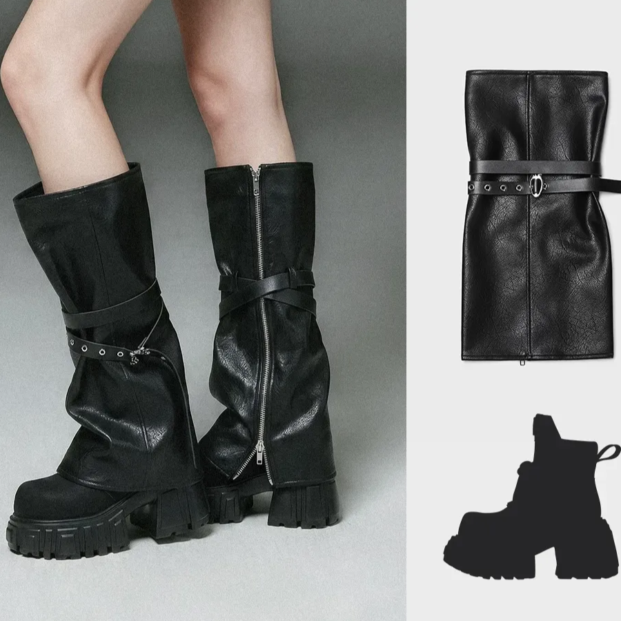 Leather-Textured Slouch Legwarmers