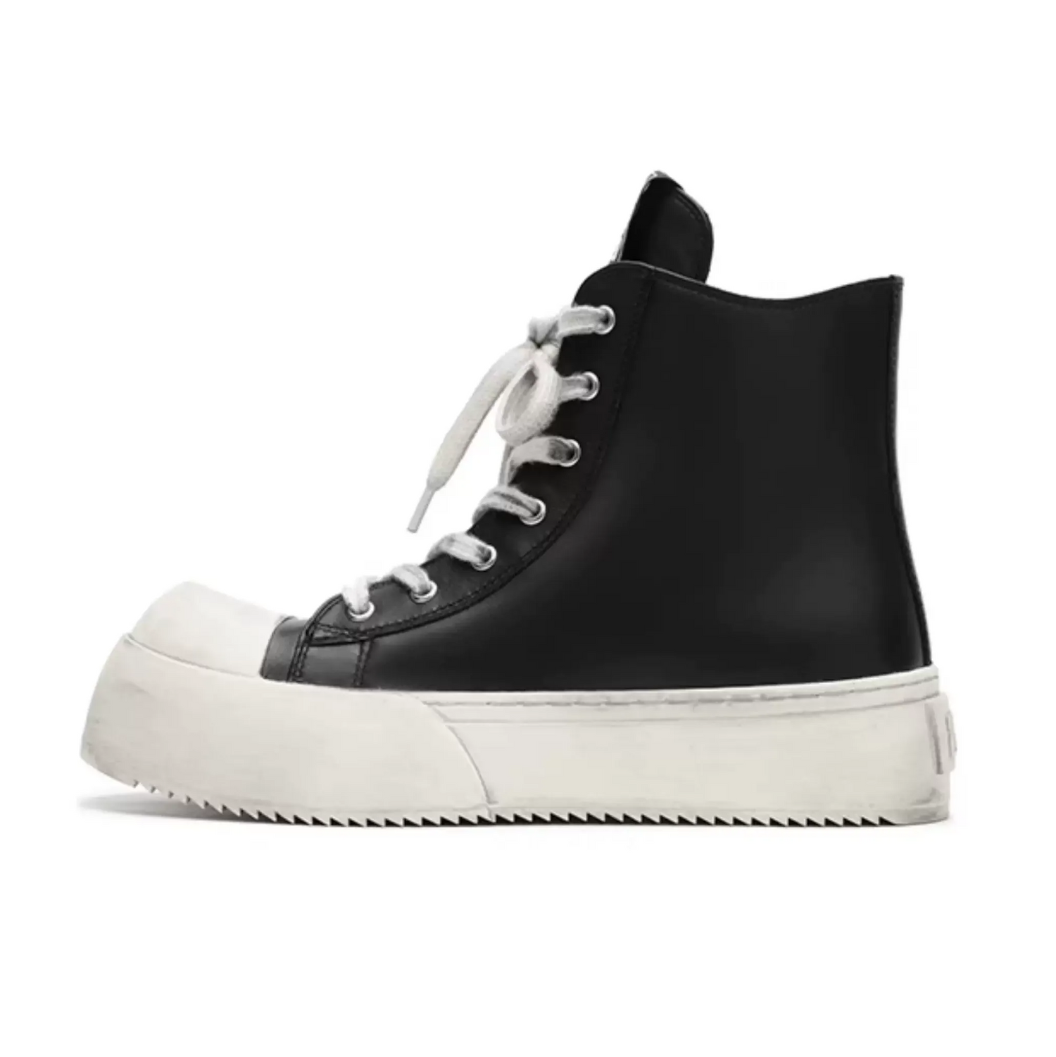 Distressed Leather High-Top Sneakers