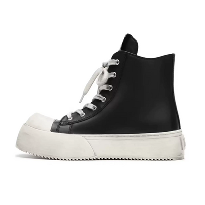 Distressed Leather High-Top Sneakers