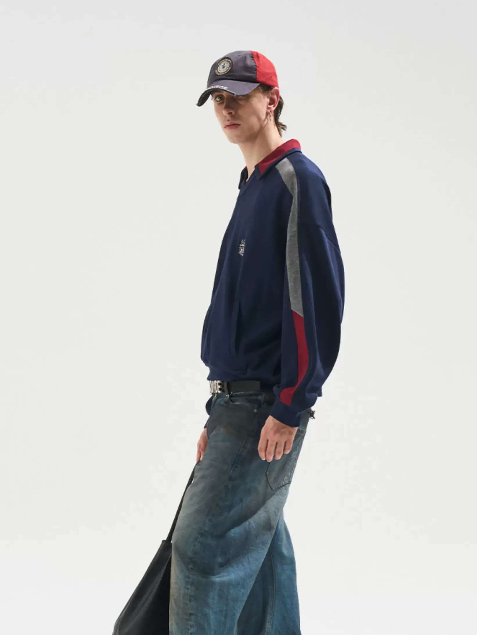 Contrast Polo Panel Sweatshirt