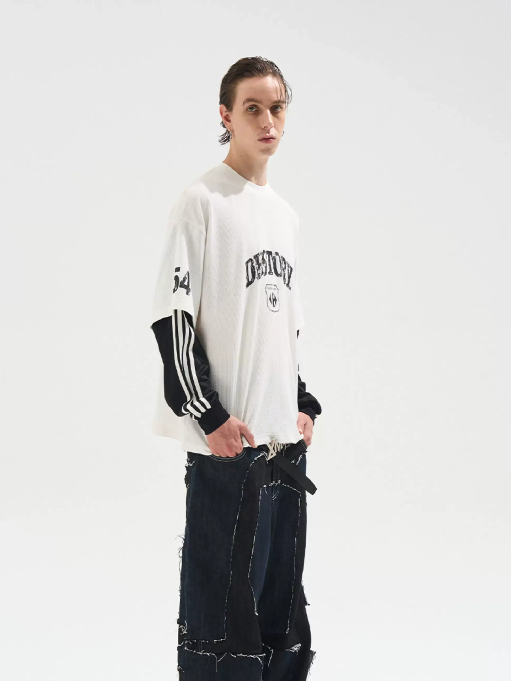 Distressed Graphic Layered Long-Sleeve Tee