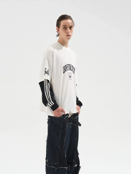 Distressed Graphic Layered Long-Sleeve Tee