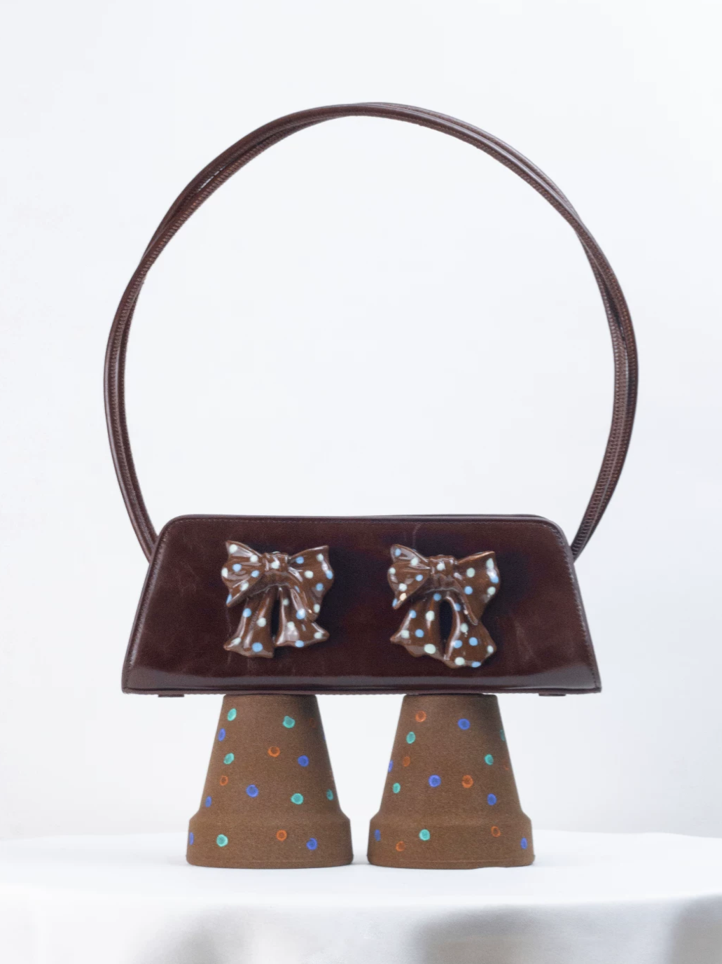 Ceramic Bow Leather Shoulder Bag