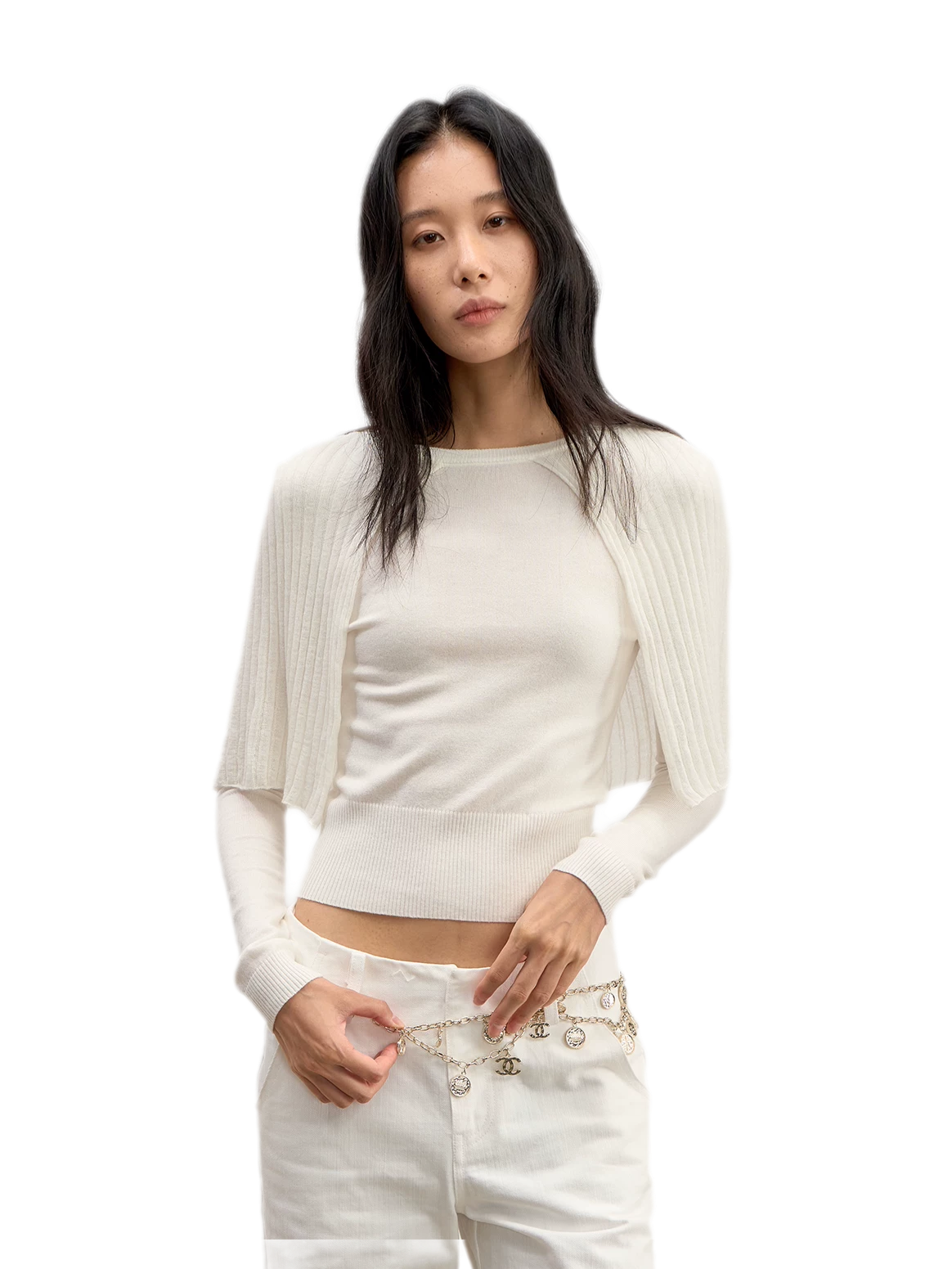 Ribbed Cape Knit Sweater