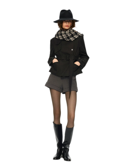 Wool Plaid Fringed Scarf