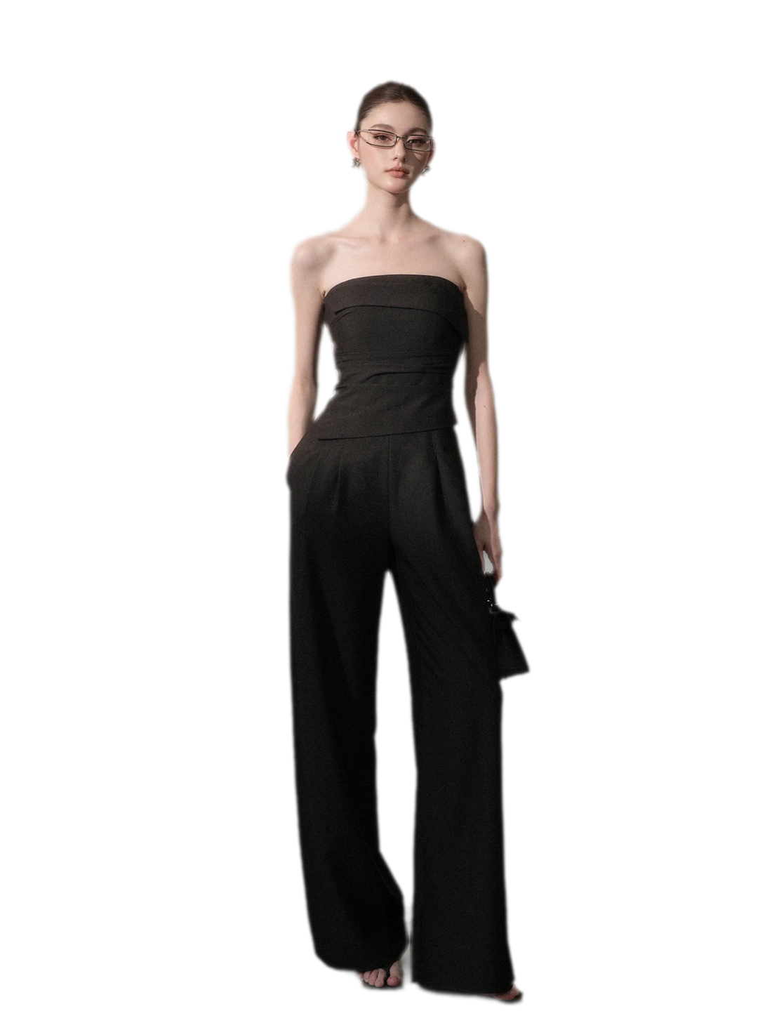 Ruched Strapless Wide-Leg Jumpsuit
